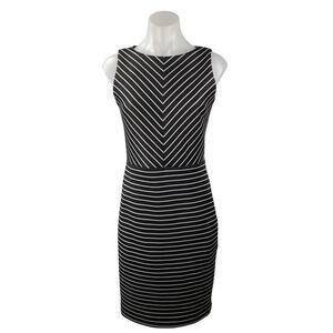 Michael Kors Womens Black Striped Sleeveless Back Zip Mini Pencil Sheath Dress 2